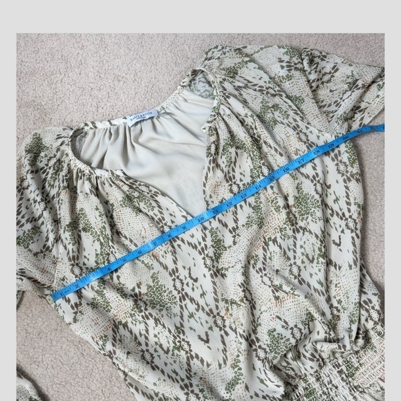 Ramy Brook Anika Dress Snake Print Long Sheer Sleeve Shirred Drop Waist Size M - Picture 8 of 15